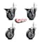 Service Caster 4'' Thermo Rubber Wheel Swivel 7/16'' Grip Ring Stem Caster Set 2 Brake, 4PK SCC-GR20S414-TPRB-PLB-716138-2-S-2 - alternate 3